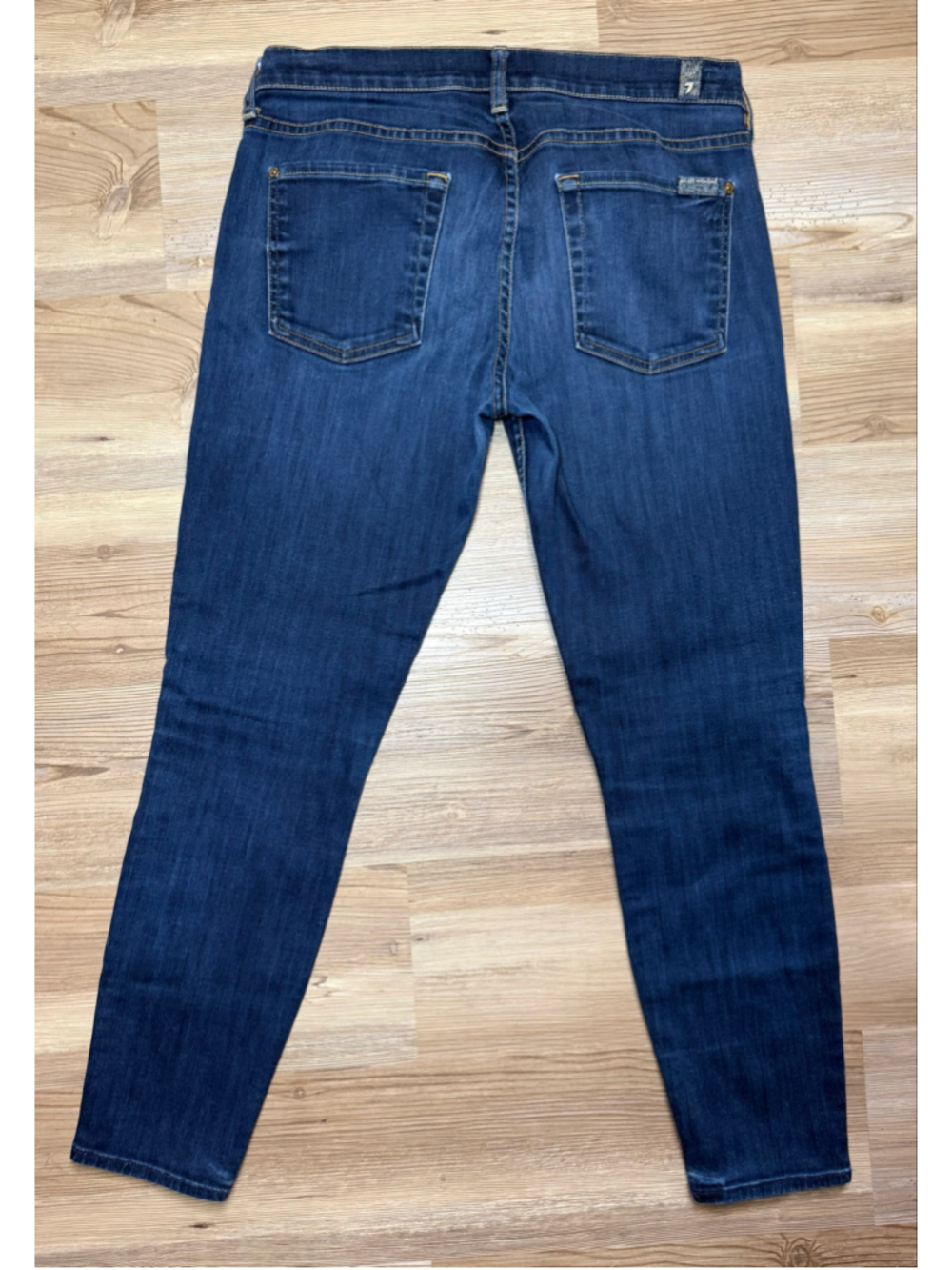 Women's 7 For All Mankind Cropped Skinny Jeans Blue Size 29 - Picture 3 of 10